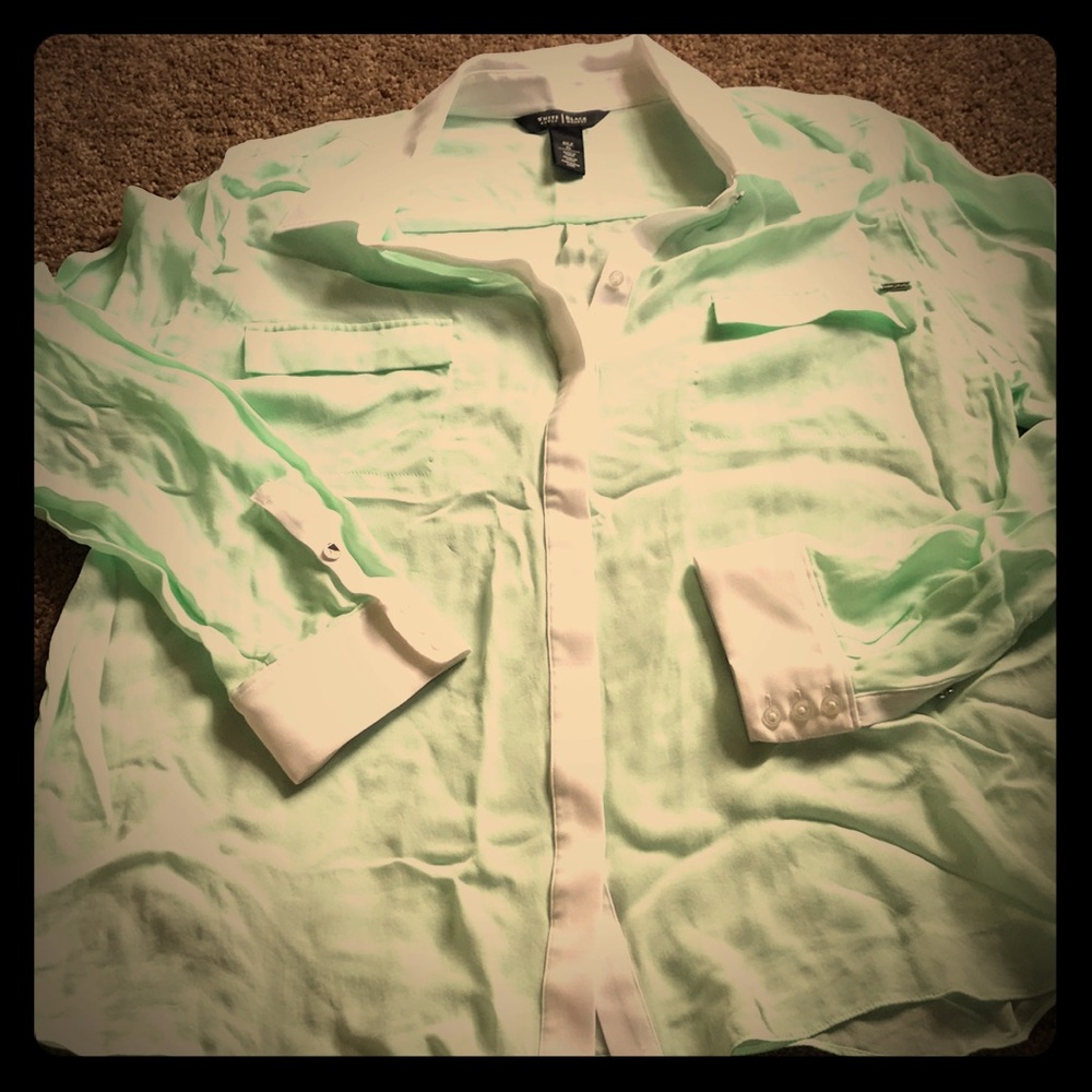 Mint button down blouse